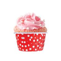 Kırmızı Puantiyeli Yuvarlak CupCake Pet Kapsül 50 Adet 80x50 mm