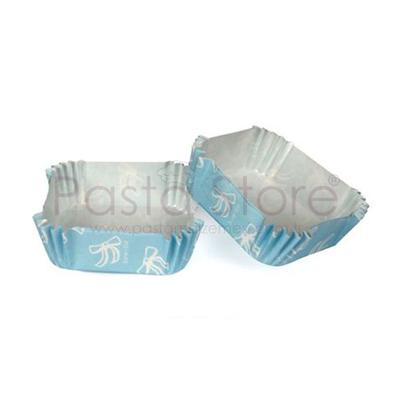 Mavi Fiyonk Kare CupCake Pet Kapsül 100 Adet 50x50 mm