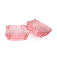 Pembe Puantiyeli Kare CupCake Pet Kapsül 100 Adet 80x80 mm