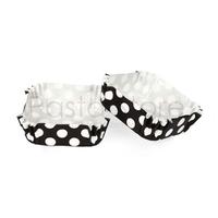 Siyah Beyaz Puantiyeli Kare CupCake Pet Kapsül 100 Adet 80x80 mm